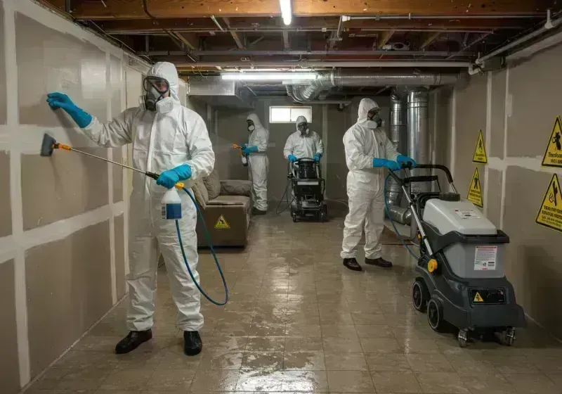 Basement Moisture Removal and Structural Drying process in Madison Center, CT